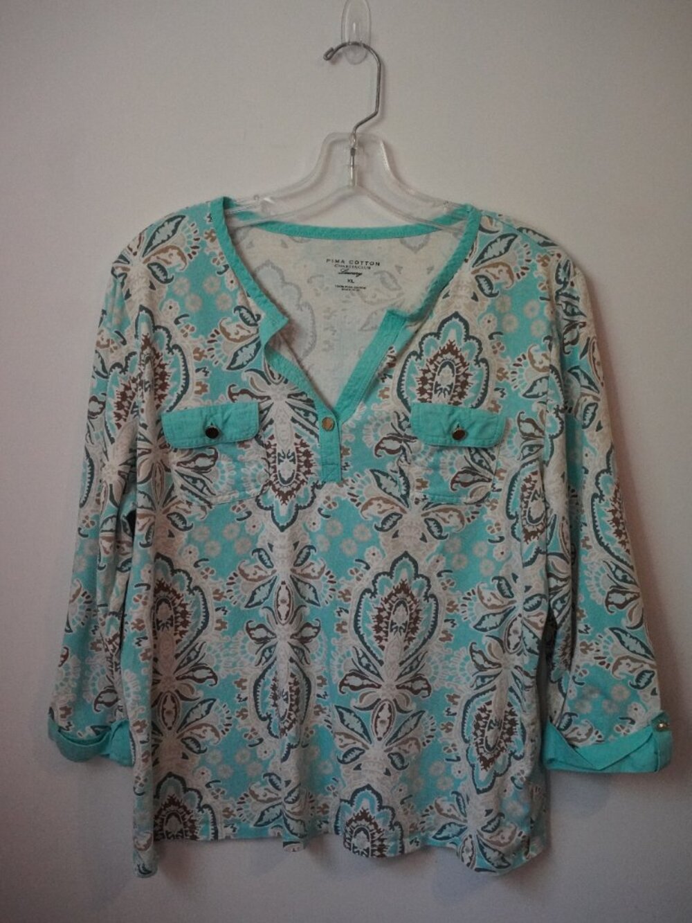 Pima Cotton CharterCLub Shirt 3/4 Western X-Large